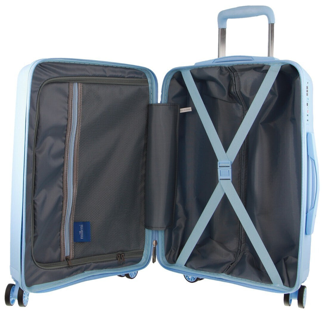 Milleni by Pierre Cardin 3-Piece Hardshell Luggage Set in Blue - Modern Travel Suitcases