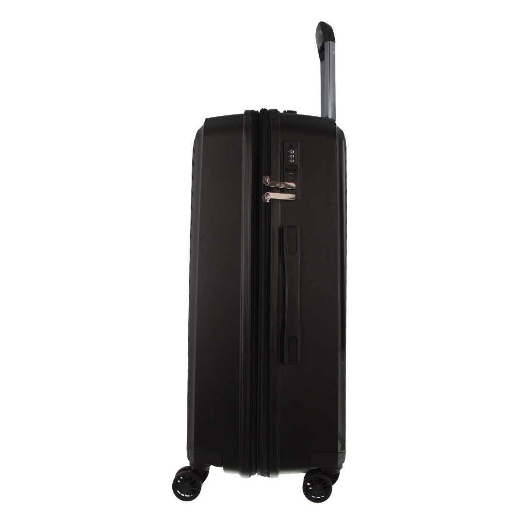 Milleni Black Checked Luggage Bag - Pierre Cardin Inspired 65cm Travel Suitcase (82.5L)