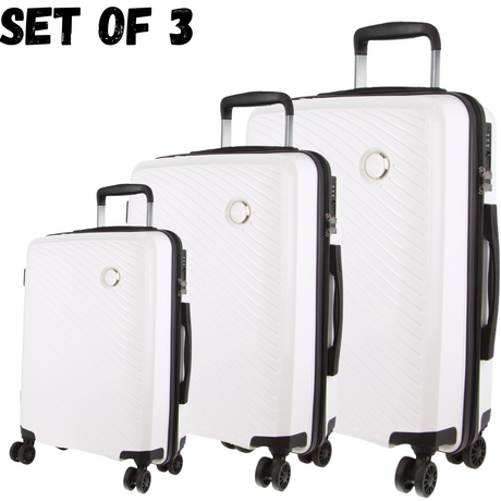 Pierre Cardin Milleni Hardshell Travel Luggage Set - 3-Piece Suitcase Collection in White