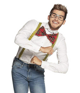 Geeky Costume Accessory Set - Retro Nerd Glasses, Bow Tie & Suspenders for Dress Up Parties