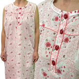 Womens 100% Cotton Sleeveless Nightie Gown Night Dress Pyjamas PJ Pajamas Sleep - Pink - 12