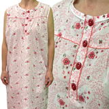 Womens 100% Cotton Sleeveless Nightie Gown Night Dress Pyjamas PJ Pajamas Sleep - Pink - 14