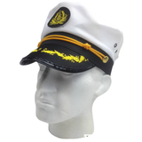 Captain Hat Adult Party Costume Skipper Sailor Ship Captain Cap - White/Black - Side View