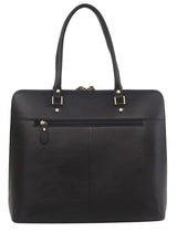 Pierre Cardin Unisex Structured Italian Leather Computer/Laptop Bag - Black