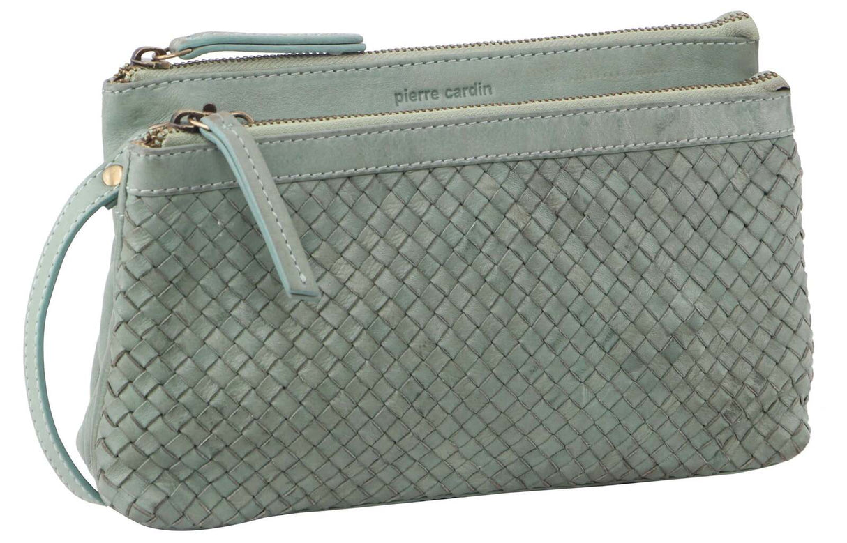 Pierre Cardin Mint Woven Women's Crossbody and Clutch Bag