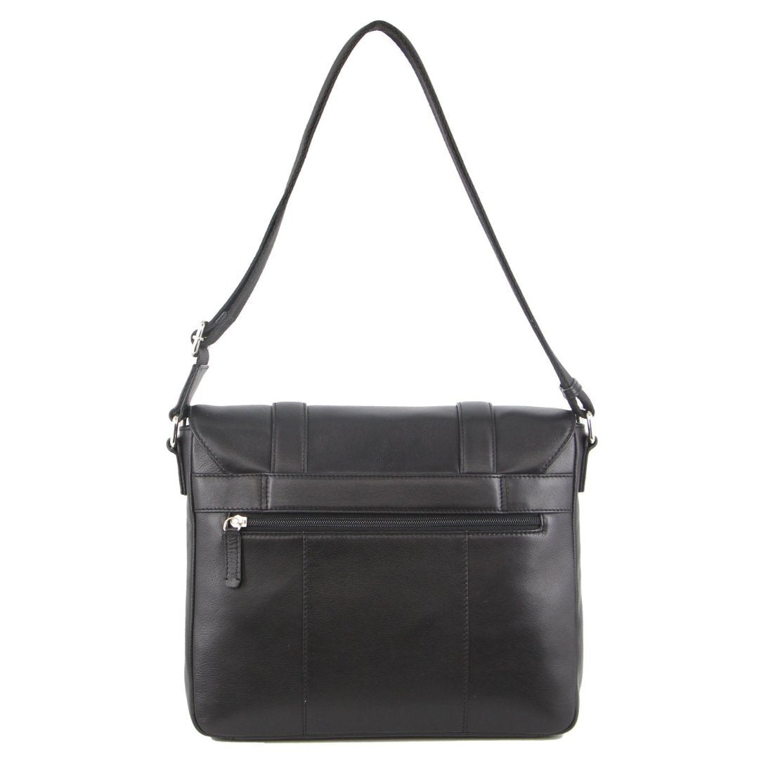 Pierre Cardin Pebbled Leather Computer Laptop Bag Overnight Satchel - Black