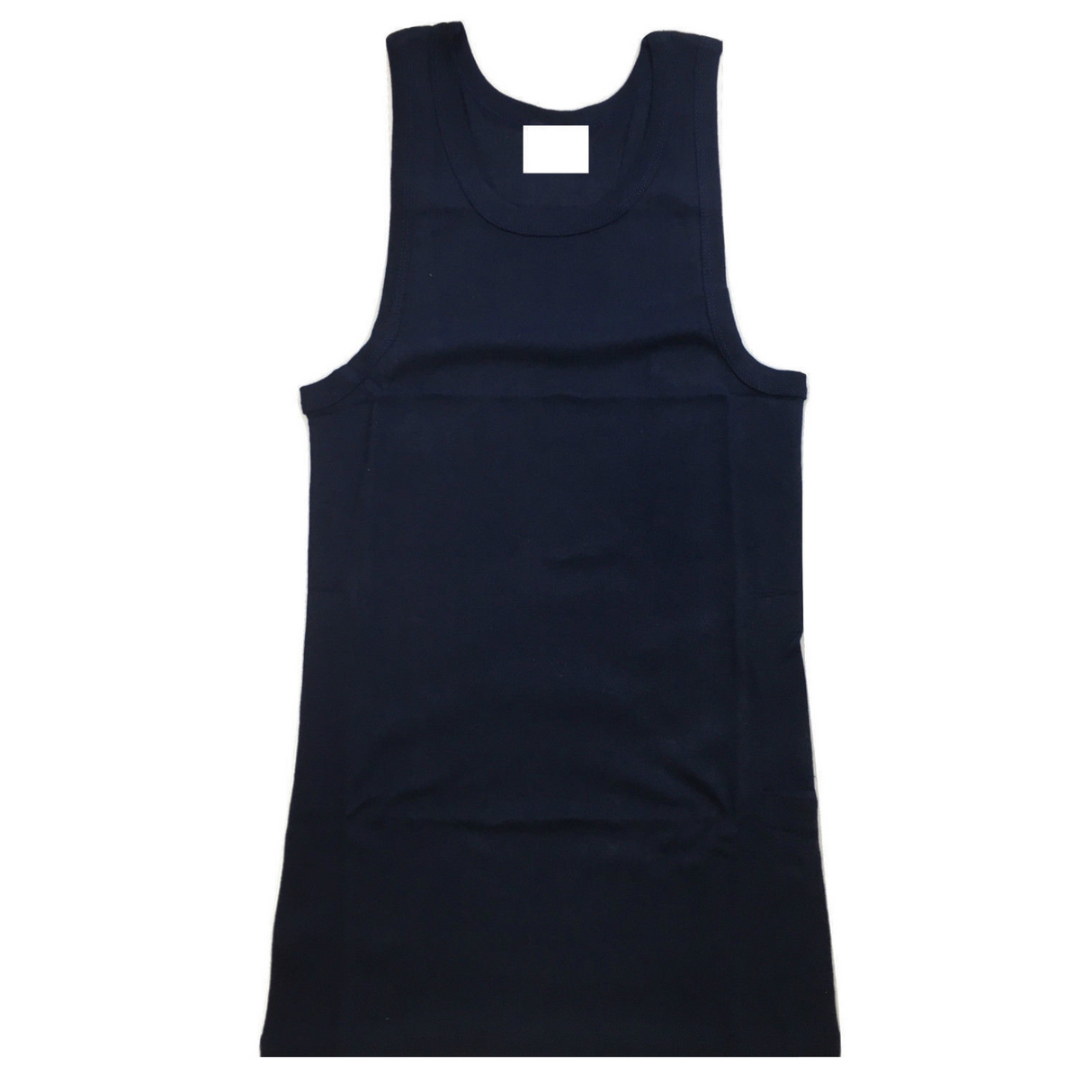 Mens PLAIN SINGLET 100% Cotton Blank Slim Tank Top Gym Basic Casual S-3XL - Navy - XXL