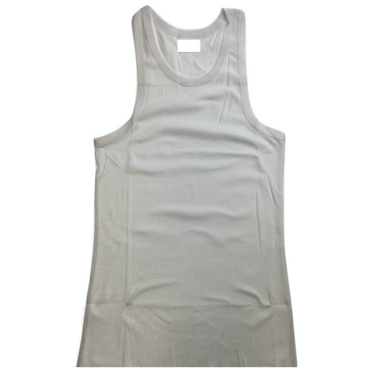 Mens PLAIN SINGLET 100% Cotton Blank Slim Tank Top Gym Basic Casual S-3XL - White - 3XL