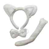 Animal Costume Accessory Set - 3-Piece Outfit with Ears, Tail, and Bow Tie for Themed Events and Celebrations