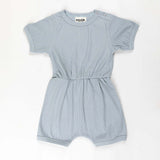 Cotton Ribbed Romper for Babies & Toddlers - Capri Blue - 3-6 Months