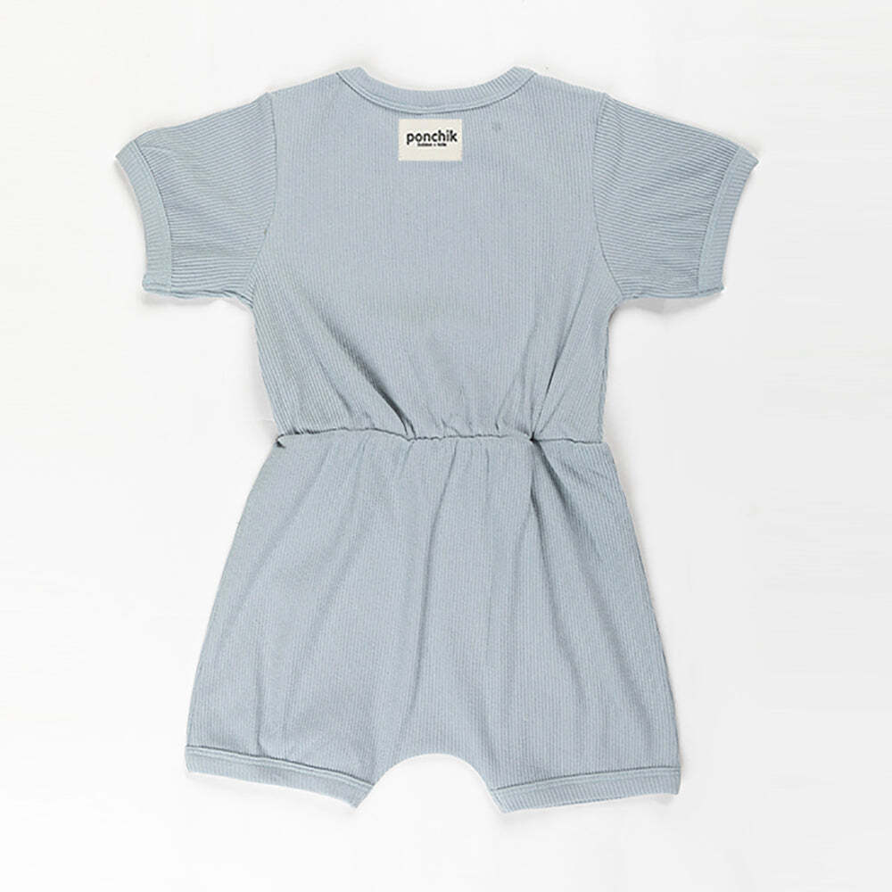 Cotton Ribbed Romper for Babies & Toddlers - Capri Blue - 3-6 Months