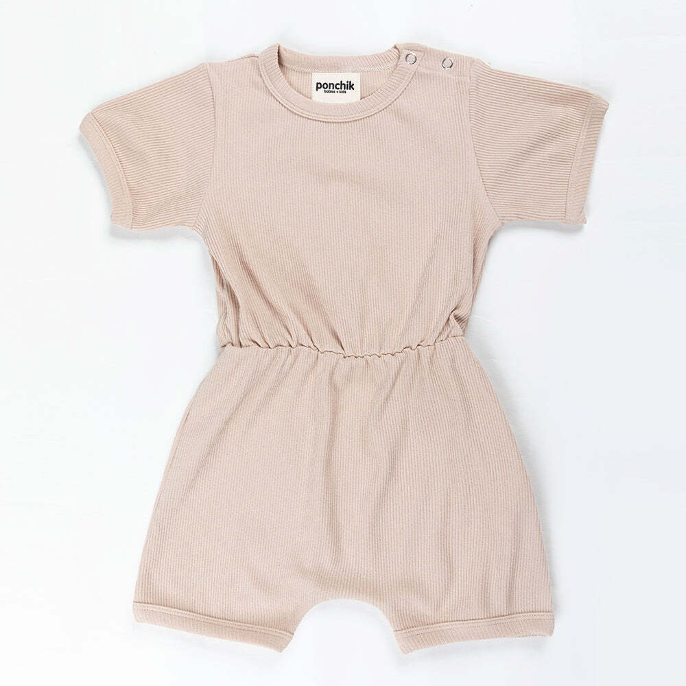 Sugar Cookie Ribbed Cotton Romper for Babies & Kids - 0-3 Months by Ponchik