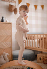 Sugar Cookie Ribbed Cotton Romper for Babies & Kids - 3-6 Months