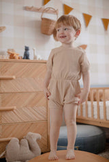 Sugar Cookie Ribbed Cotton Romper for Babies & Kids - 3-6 Months