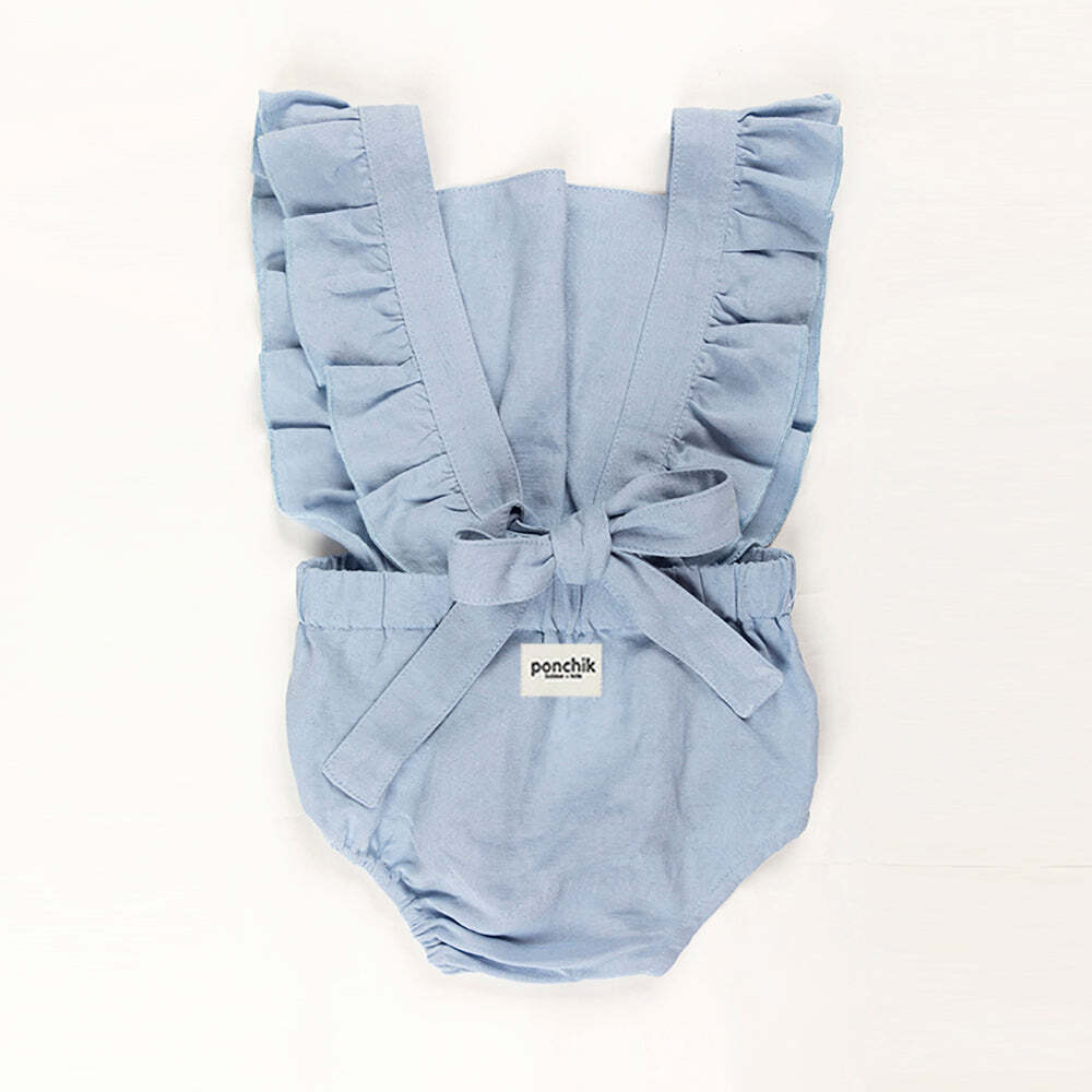 Capri Blue Ruffle Back Romper for Babies & Kids - 3 Years