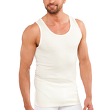 Mens THERMAL Merino Wool Blend Singlet Top Sleeveless Warm Underwear - Natural - XX-Large