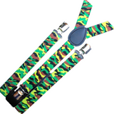 Stylish Adjustable Camouflage Suspenders for Men & Women - Durable Clip-On Elastic Braces for Formal Occasions and Celebrations