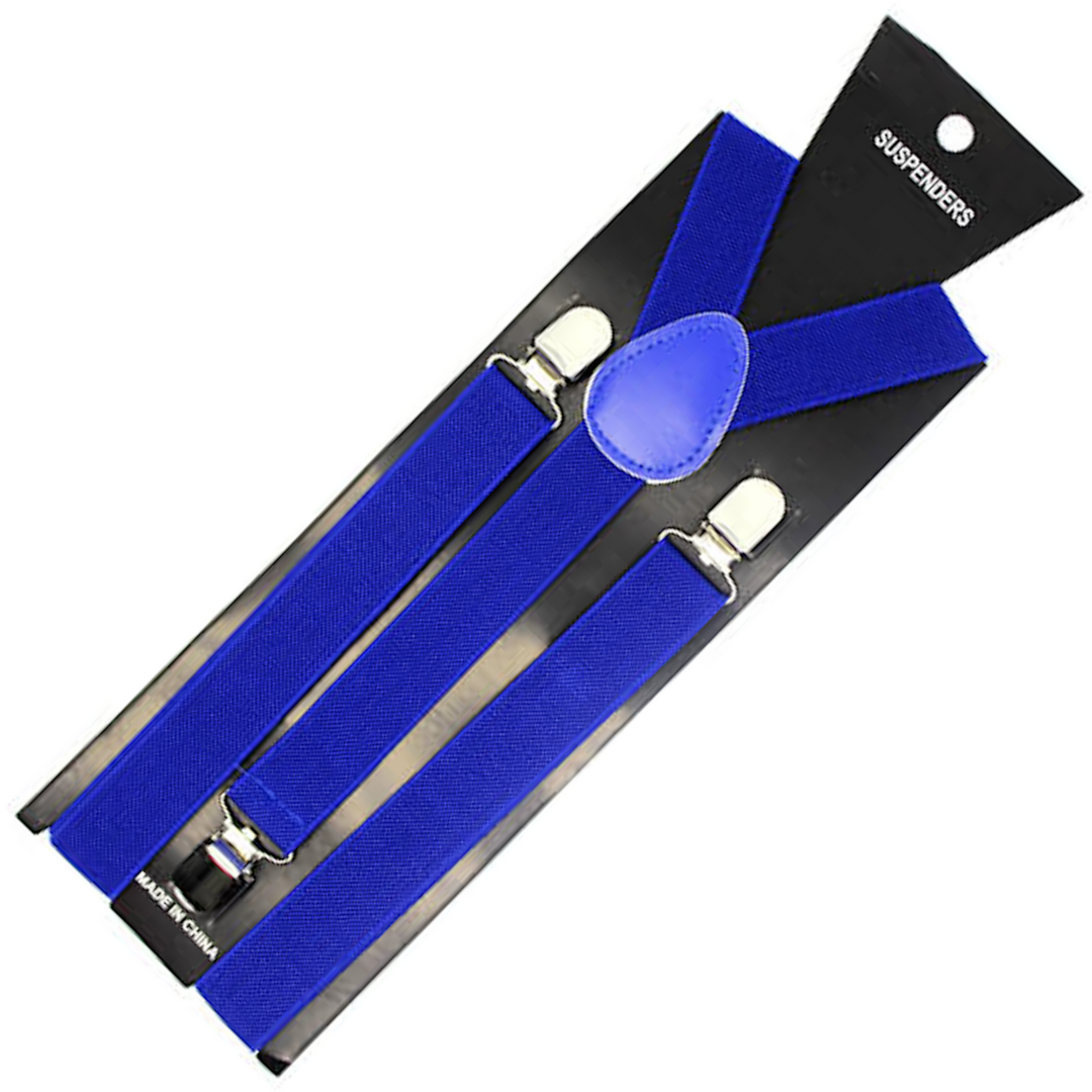 Versatile Clip-On Blue Suspenders for Men & Women - Stylish Slim Design for Weddings