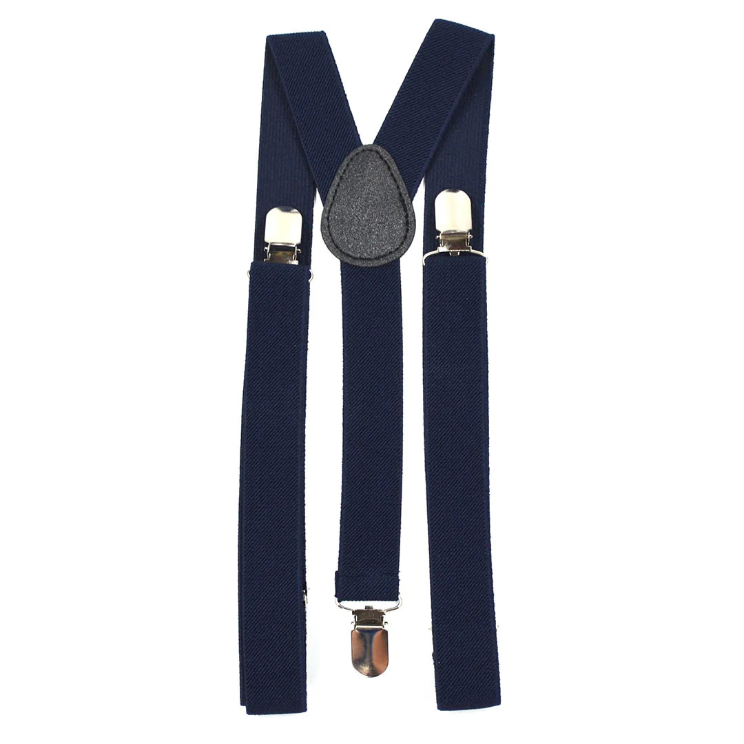 Navy Blue Clip-On Elastic Suspenders for Men and Women - Adjustable Formal Braces for Special Occasions