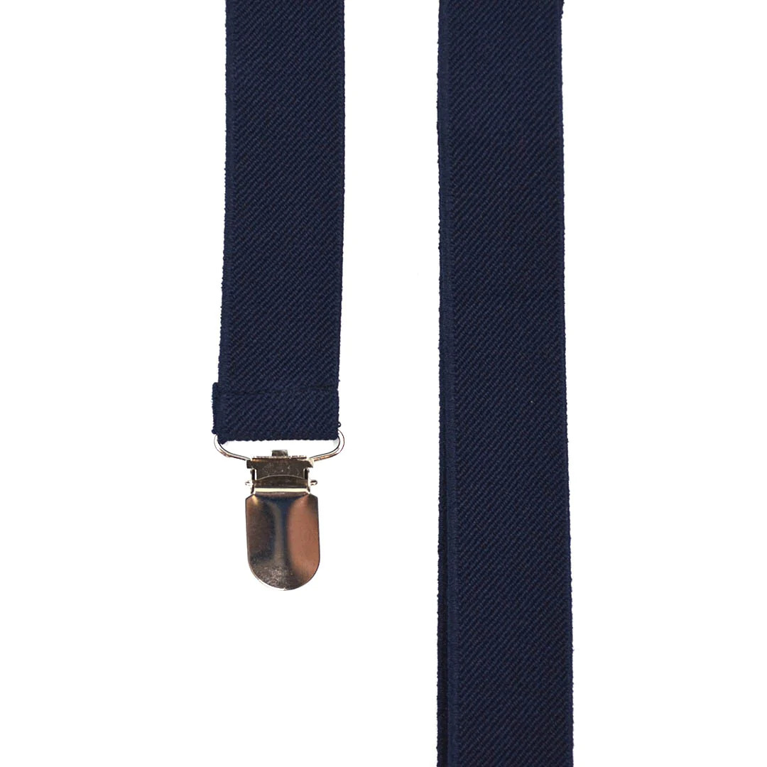 Navy Blue Clip-On Elastic Suspenders for Men and Women - Adjustable Formal Braces for Special Occasions