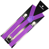 Vibrant Purple Clip-On Suspenders for All - Adjustable Elastic Slim Braces for Formal Events