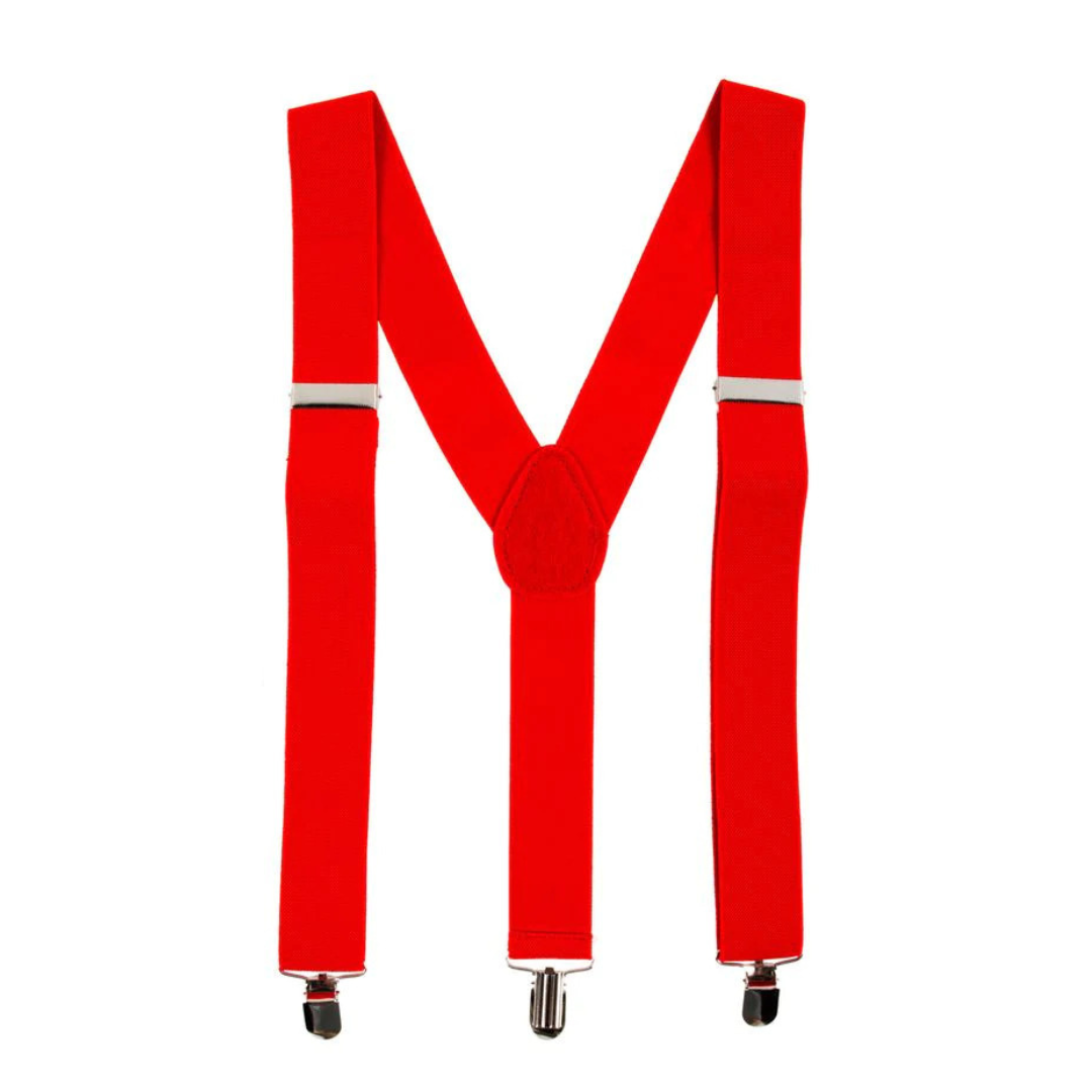 Versatile Adjustable Red Elastic Suspenders for Men and Women - Perfect for Weddings and Formal Events