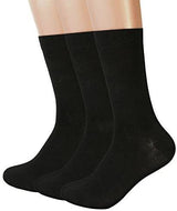 3 Pairs Bamboo Socks Unisex Premium Fiber Sock Super Soft Crew Tennis Sox - Black - 6-11