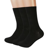 3 Pairs Bamboo Socks Unisex Premium Fiber Sock Super Soft Crew Tennis Sox - Black - 6-11