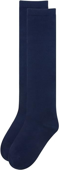 Navy Blue Cotton Knee High Socks for Kids - 1 Pair (Ages 5-8)