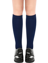 Navy Blue Cotton Knee High Socks for Kids - 1 Pair (Ages 5-8)