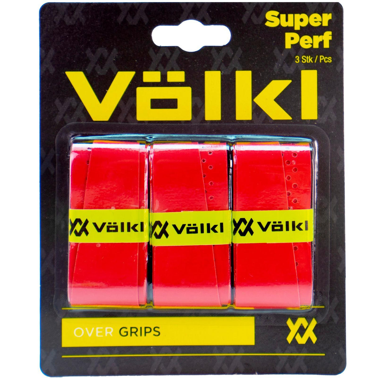 Volkl Super Perf Over Grip Overgrip Tennis Squash Badminton - 3 Pack - Red