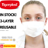 3x Tigerplast Kids Fabric Face Mask Washable Reusable Mask Protect Cover Black