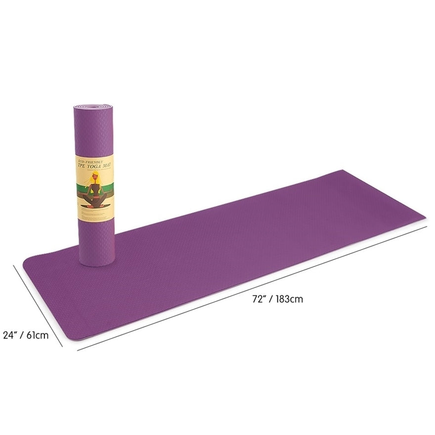 YOGA MAT Non-Slip Light Gym 1830x610x6mm Pilates Home Fitness - Assorted Colours