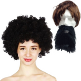 Deluxe 2pc Black Jumbo Afro Wig & Party Beard Moustache Costume Set