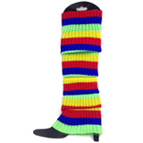 Disco Delight: Blue Tinsel Wig & Rainbow Leg Warmers Costume Set - Side View