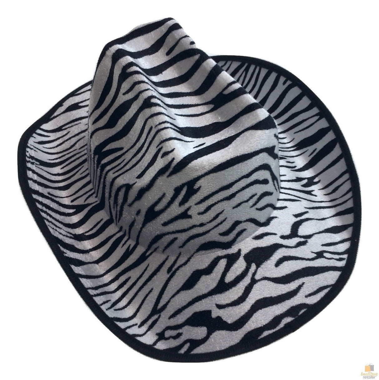 ZEBRA PRINT Fedora Hat for Adult Cowboy Costume - Wild West Party Fancy Dress Accessory