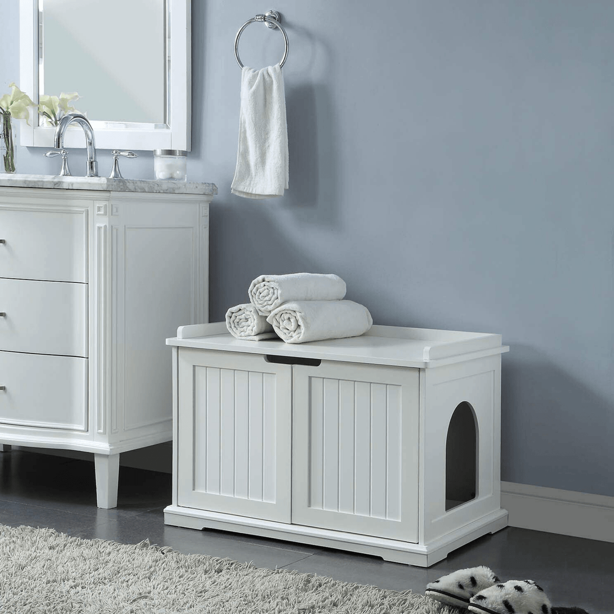 Cleo Cat Litter Cabinet, White