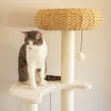 5-Platform Plush and Wicker Cat Tree