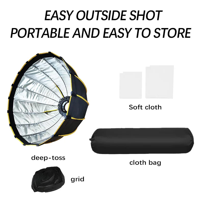 HridZ 90cm Bowens Parabolic Softbox with Honeycomb Grid for Enhanced Lighting