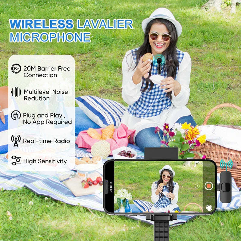 HridZ K9 Wireless Rechargeable Lavalier Microphone for iOS Devices - Ideal for Interviews, Podcasts, and Live Streaming