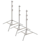 Set of 3 Heavy Duty 260cm Stainless Steel Light Stands for Photography and Videography