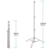 Set of 3 Heavy Duty 260cm Stainless Steel Light Stands for Photography and Videography