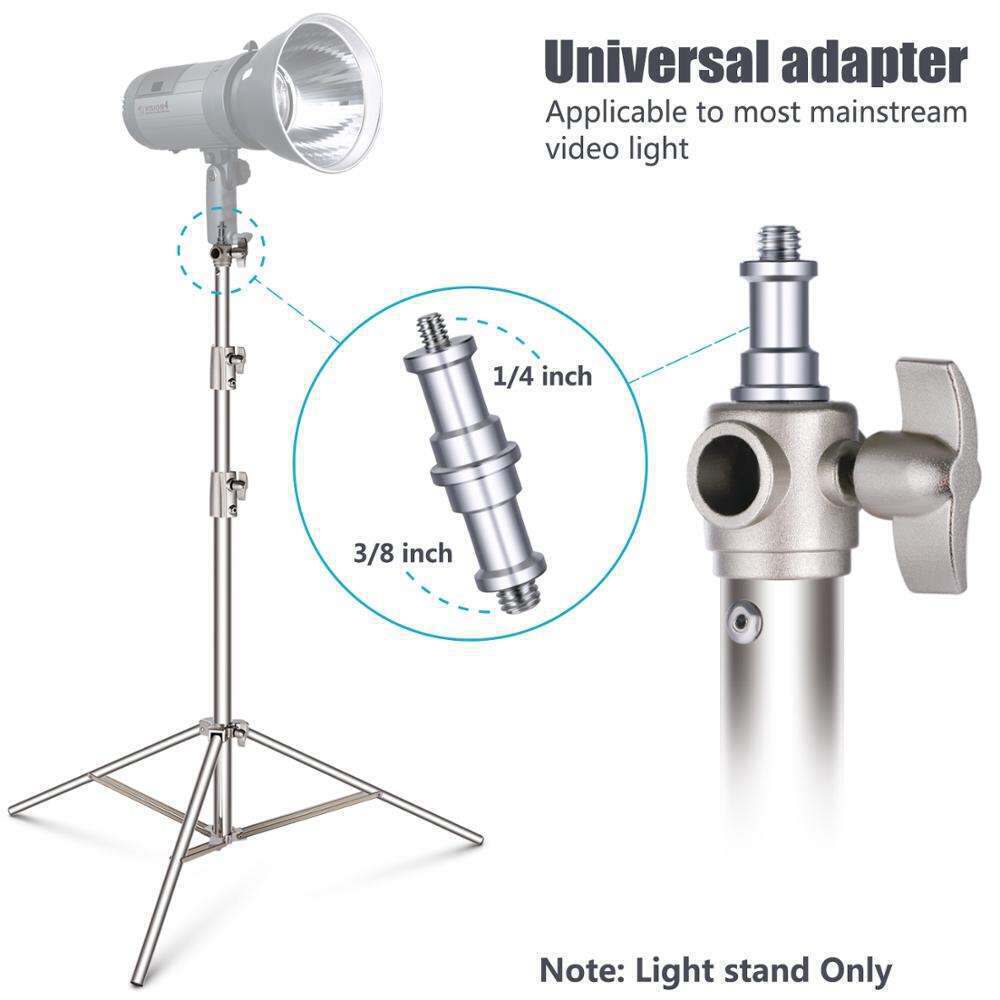 Set of 3 Heavy Duty 260cm Stainless Steel Light Stands for Photography and Videography