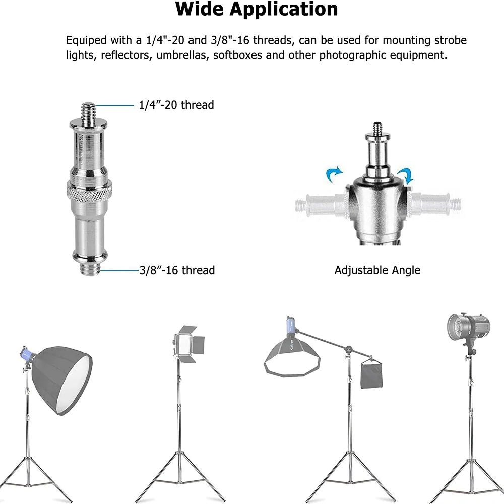 Set of 3 Heavy Duty 260cm Stainless Steel Light Stands for Photography and Videography