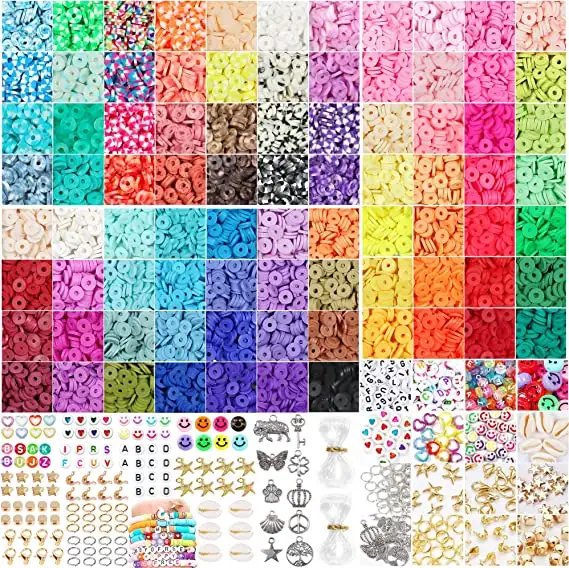 13200PCS Colorful Polymer Clay Beads Set with Alphabet Letters for DIY Jewelry Making and Craft Projects