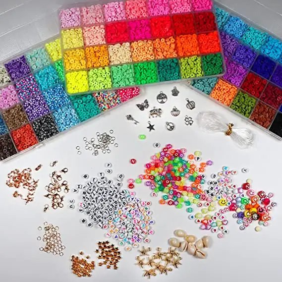 13200PCS Colorful Polymer Clay Beads Set with Alphabet Letters for DIY Jewelry Making and Craft Projects