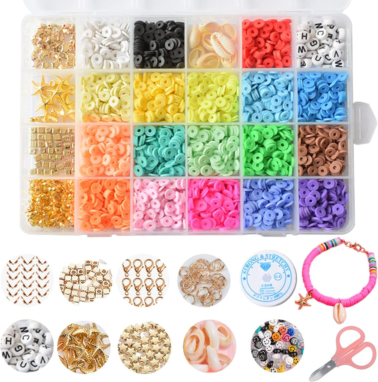 3900-Piece Colorful Polymer Clay Bead Set for DIY Jewelry Making - 18 Vibrant Colors & Unique Shapes