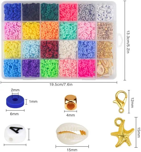 20-Color 4000-Piece Premium Clay Bead Jewelry Making Kit with Accessories and Elastic Strings