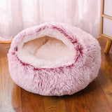 Pink Small PawfectFriend Cozy Burrowing Cave Pet Bed for Dogs Cats Kitten Plush Warm Soft Sleeping Nest - pink small