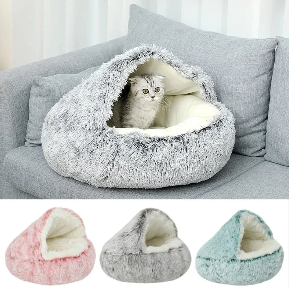 Light Brown Large PawfectFriend Cozy Burrowing Cave Pet Bed for Dogs Cats Kitten Plush Warm Soft Sleeping Nest